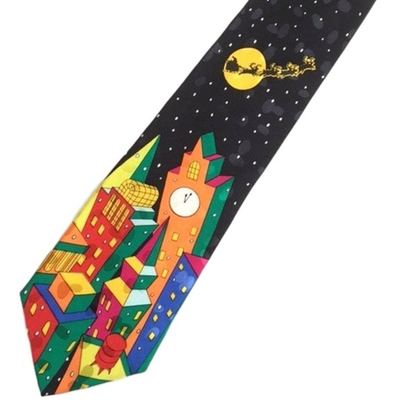 Christmas Palm Tree Mens Silk Necktie Holiday Neck Tie Tropical Xmas Gift